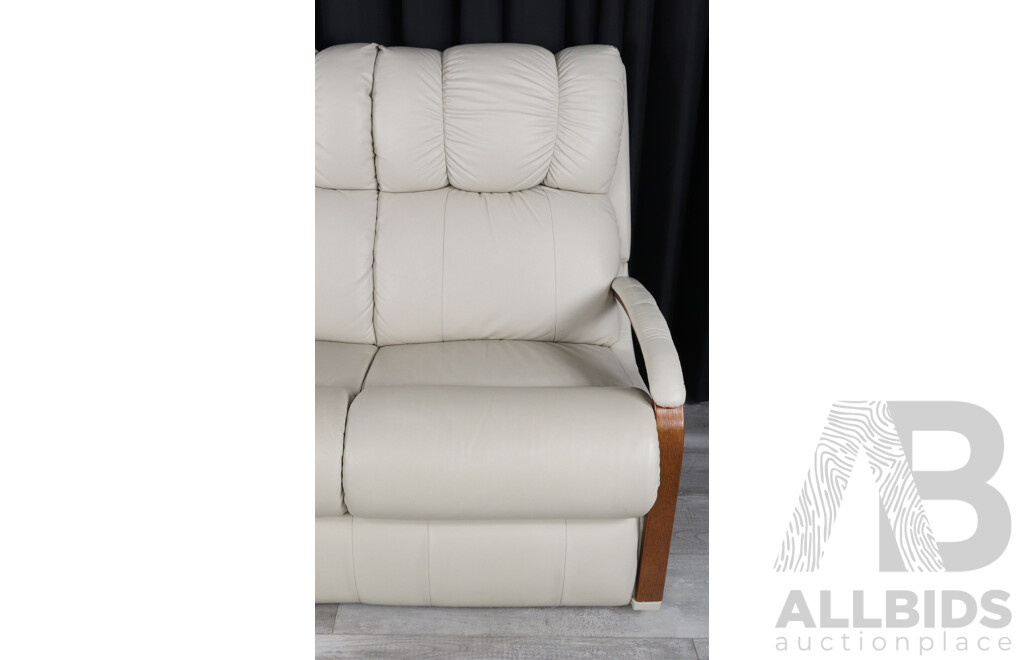 Pair of Cream Leather Two Seater Lounges by LA-Z-Boy