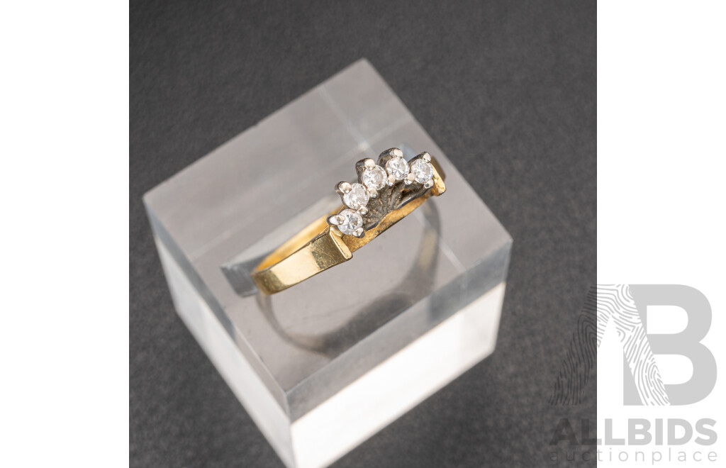 18ct Vintage Diamond Eternity Ring (Curved), Est TDW0.15ct, Size P, 3.06 Grams