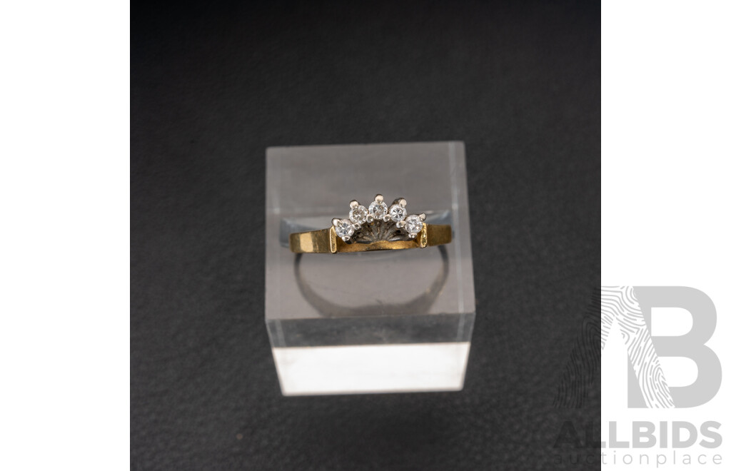 18ct Vintage Diamond Eternity Ring (Curved), Est TDW0.15ct, Size P, 3.06 Grams