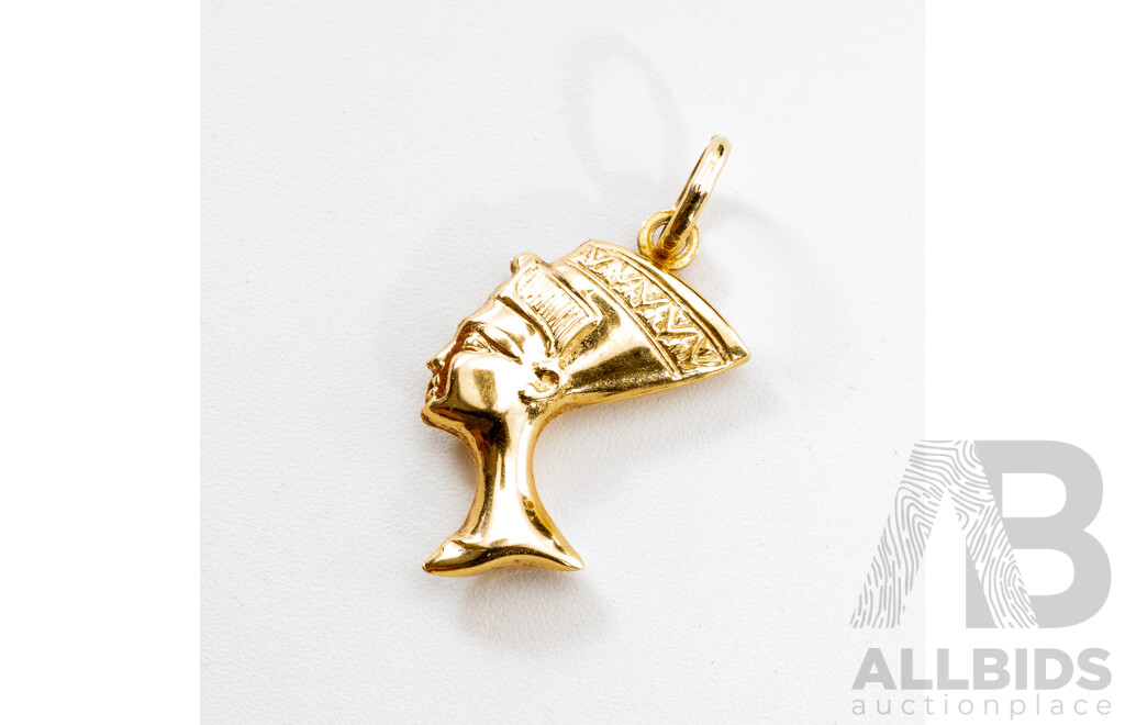 9ct Yellow Gold Nefertiti Pendant/charm, 29mm, 0.99 Grams - as New