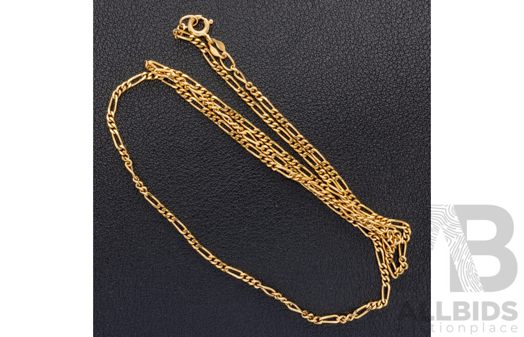 9ct Figaro 3+1 Necklace, 55cm, 5.33 Grams