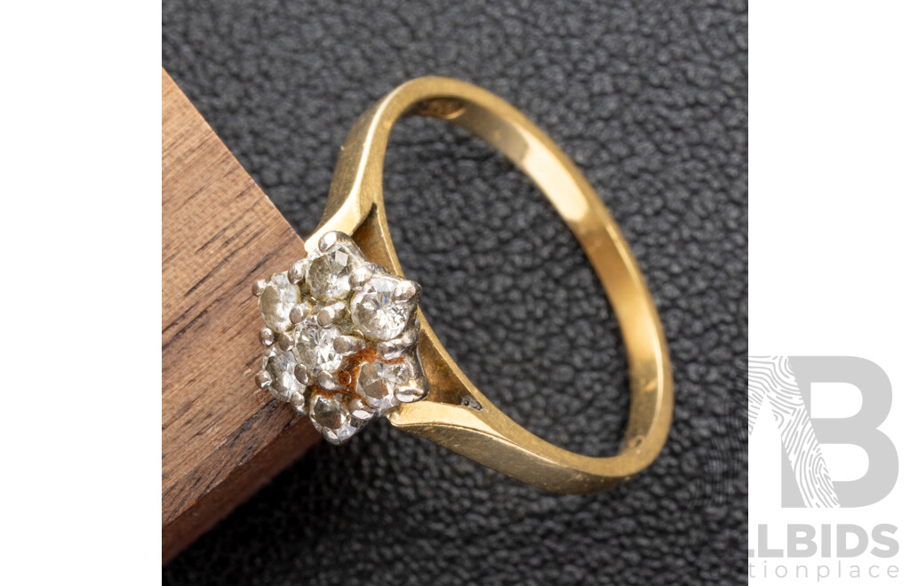 18ct Vintage Diamond Daisy Engagement Ring, Est.TDW0.025ct, Size P, 3.03 Grams