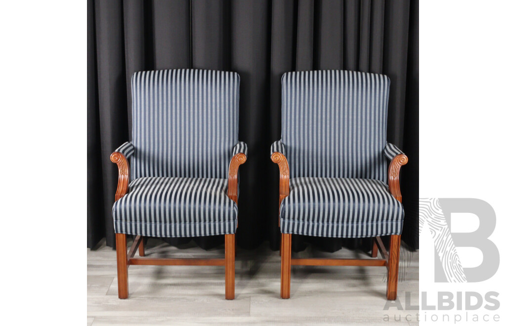 Pair of Georgian Style Timber Framed Armchairs