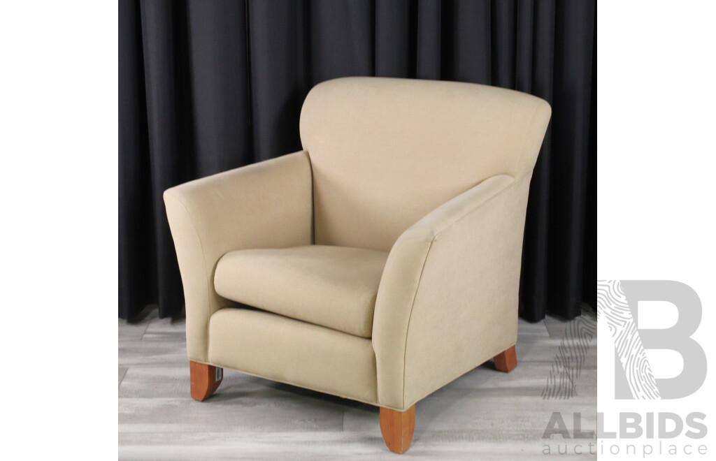 Modern Art Deco Style Brown Suede Armchair by Cabot Wrenn Furniture