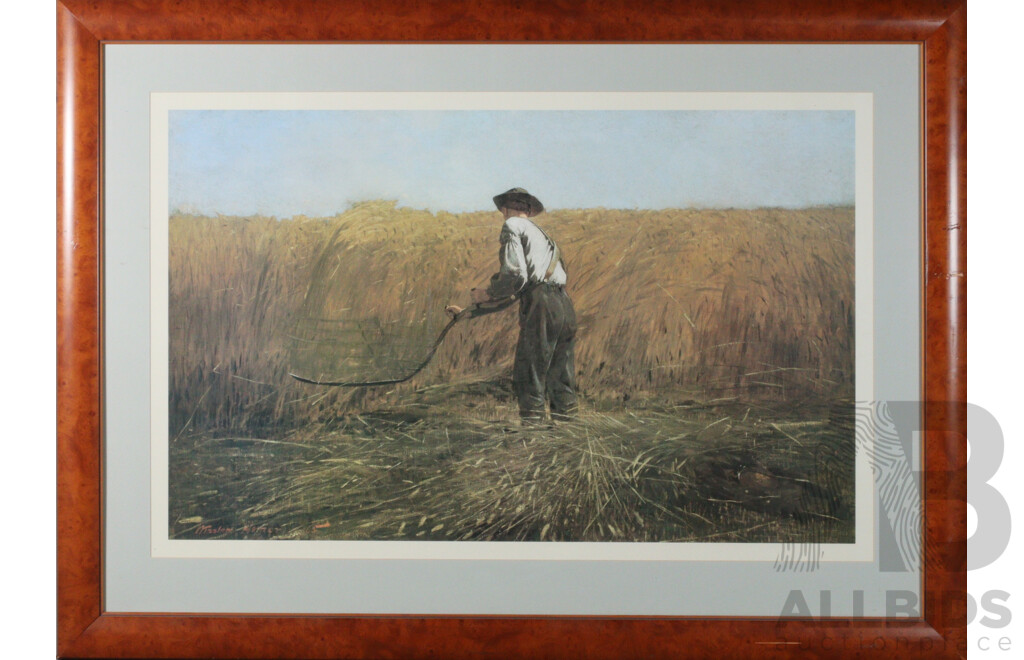 Pair of Large Framed Landscape and Harvest Prints