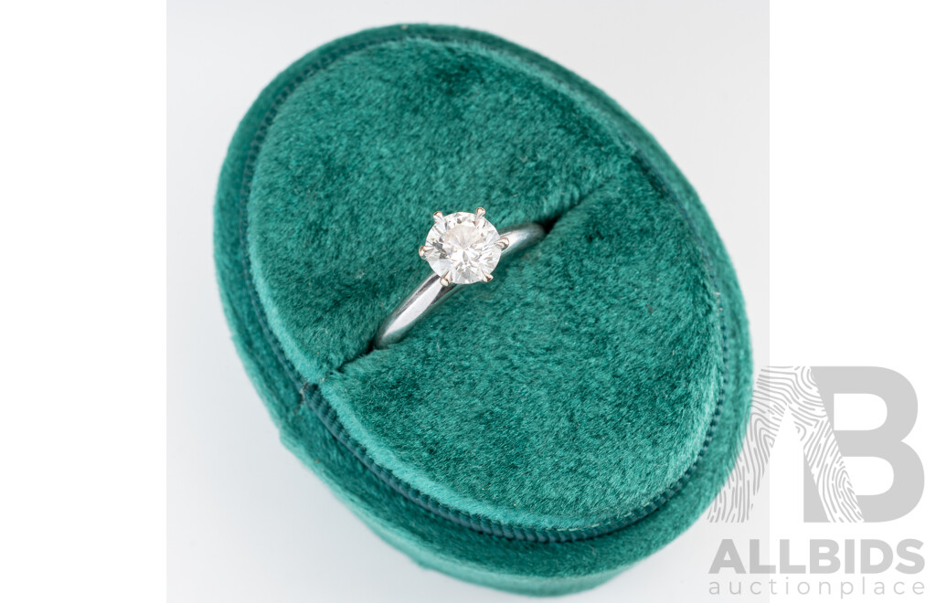 18ct White Gold Hearts & Arrows Diamond Solitaire Engagement Ring, TDW0.90ct with EGL Cert, Size K, 3.19 Grams