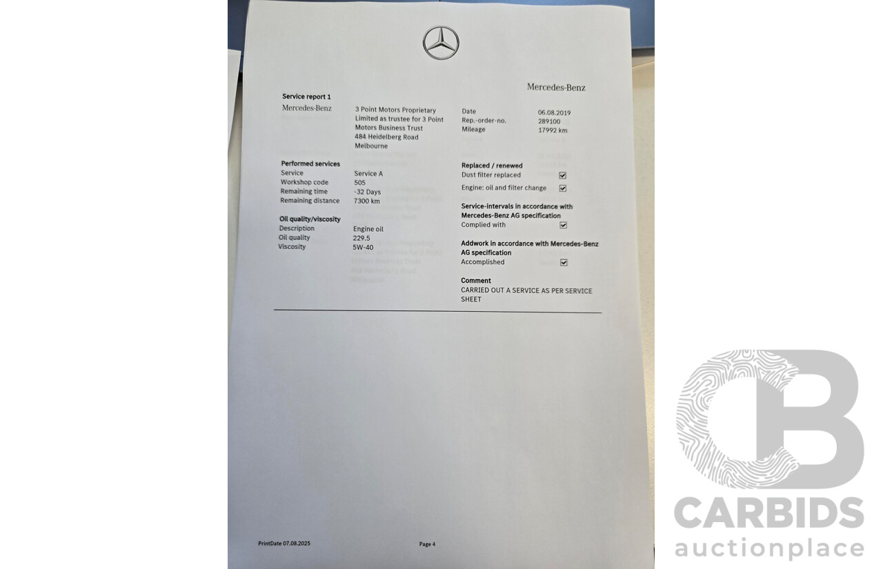 03/2018 Mercedes-Benz C350e 205 MY18 4D Sedan Obsidian Black Turbo 2.0L / 60kW Hybrid