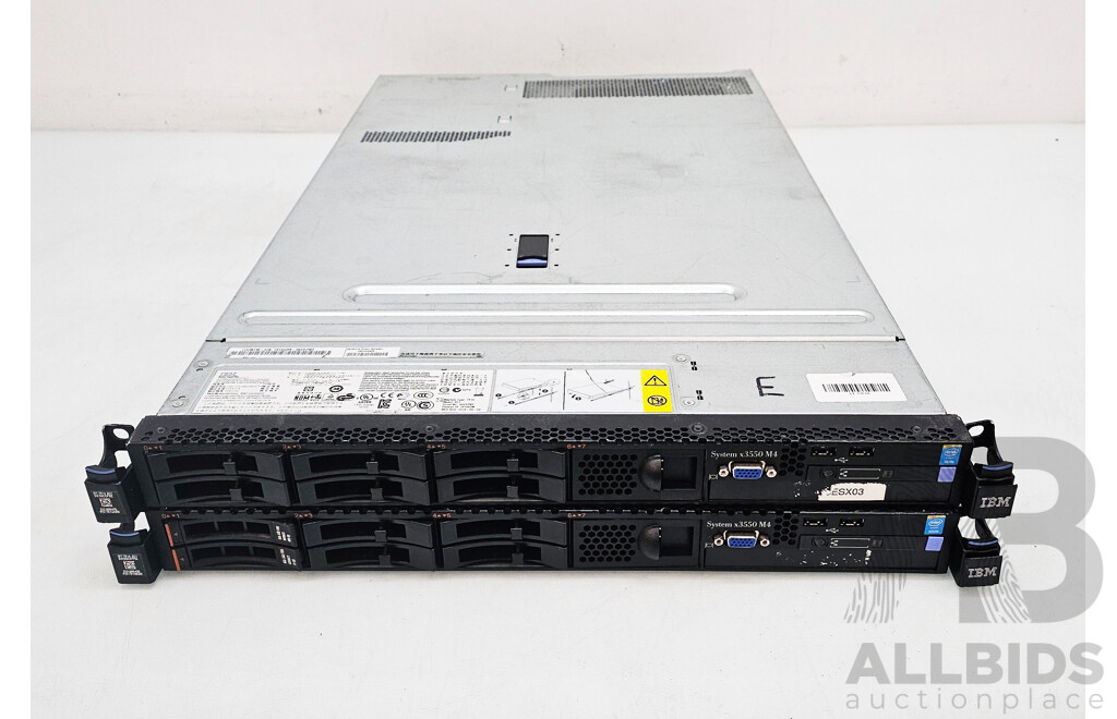 IBM System X3550 M4 1RU Server - Lot of Two