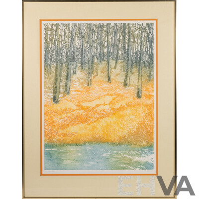 Ruth Lear, (20th Century), Field Nd Trees, Limited Edition & Signed Original Etching, 81.5 X 63.5 Cm (frame)