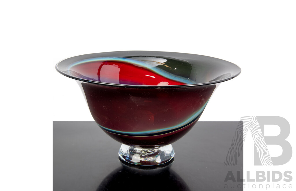 Retro Australian Studio Art Glass Bowl by James McMurtie