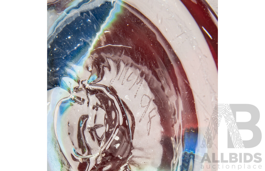 Retro Australian Studio Art Glass Bowl by James McMurtie