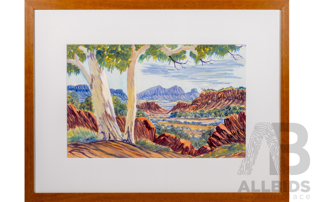 Hilary Wirra, (20th Century, Indigenous-Australian, 1956-2023), Mt. Sonder, Original Watercolour, 59 x 77 cm (frame)