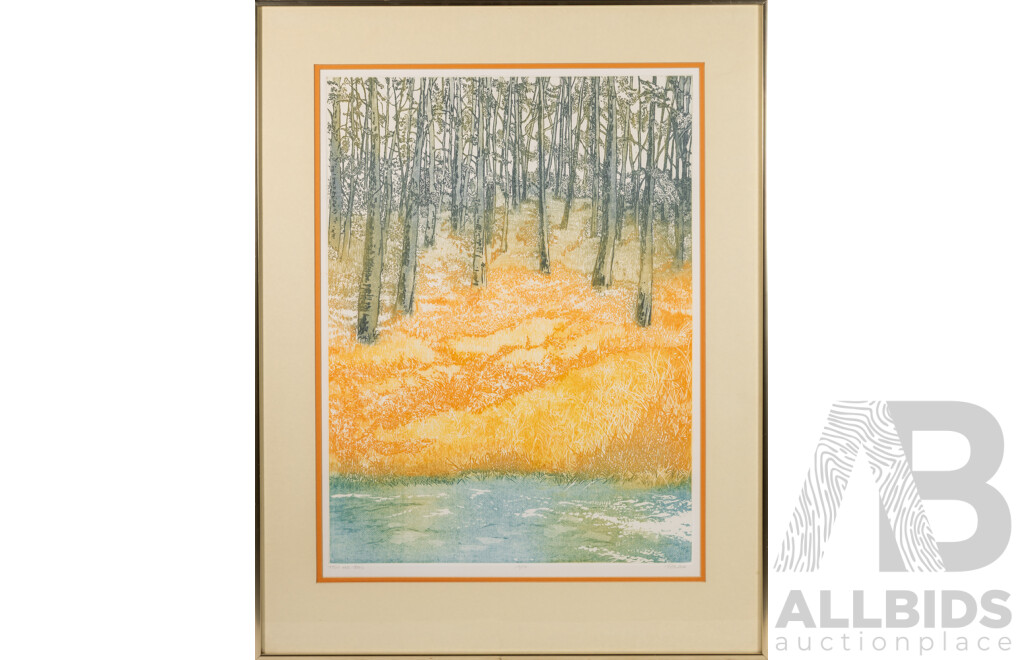 Ruth Lear, (20th Century), Field Nd Trees, Limited Edition & Signed Original Etching, 81.5 X 63.5 Cm (frame)