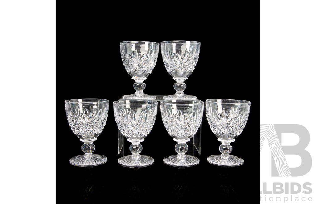 Vintage Set Six Stuart Crystal Claret Glasses in Ludlow Pattern