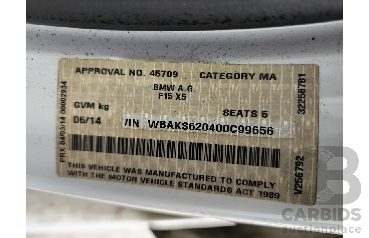 6/2014 Bmw X5 Xdrive 40d F15 MY14 4d Wagon White 3.0L