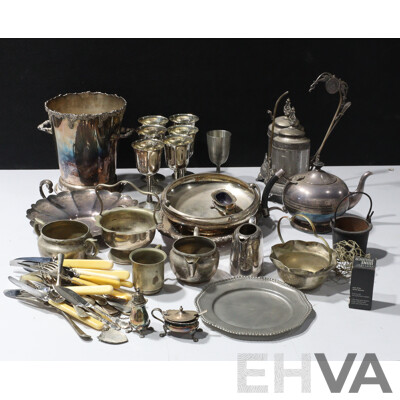 Collection Vintage Silver Plate Items Including Goblets. Teapot and More