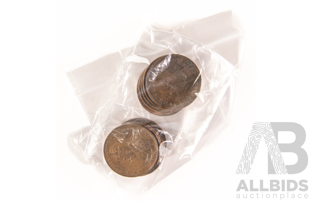 Ten Australian Pennies, Examples 1911 to 1964, Two Cent Coins, Examples 1966 to 1989, Commemorative Fifty Cent Coins 1995, 2001 QLD, New Zealand and Fiji Coins Including Fiji 1934 Silver Shilling, Vintage USA Coins