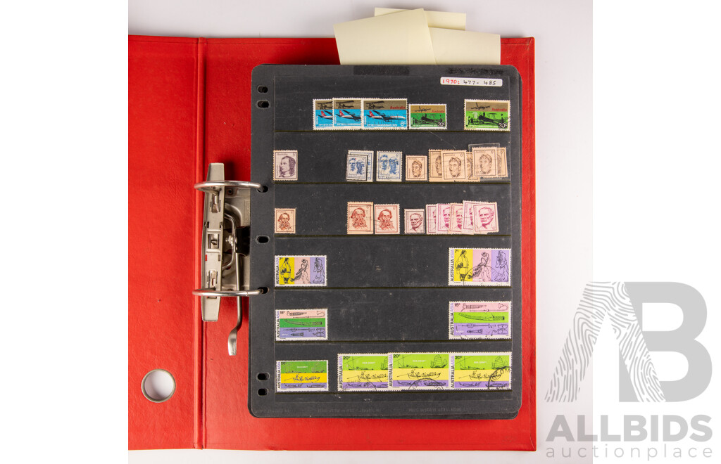 Collection of Australian and Antarctic Territory Mint and Cancelled Stamps Examples Spanning 1950's to 2000's, PNG 1991 Annual Album, Forty Royal Years Album, 1988 Bicentennial and More