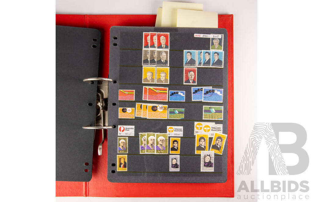 Collection of Australian and Antarctic Territory Mint and Cancelled Stamps Examples Spanning 1950's to 2000's, PNG 1991 Annual Album, Forty Royal Years Album, 1988 Bicentennial and More