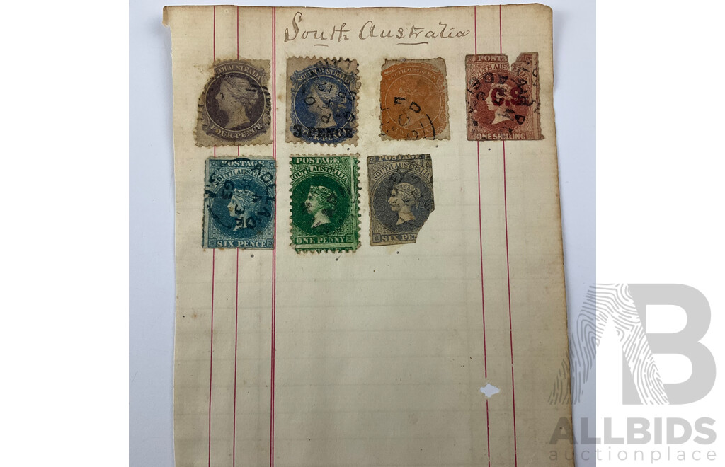 Collection of Australian Colonial and Predecimal Stamps Including QV Van Diemens Land, Western Australia, South Australia, Queensland New South Wales, Hand Cancel, KGV, KGVI