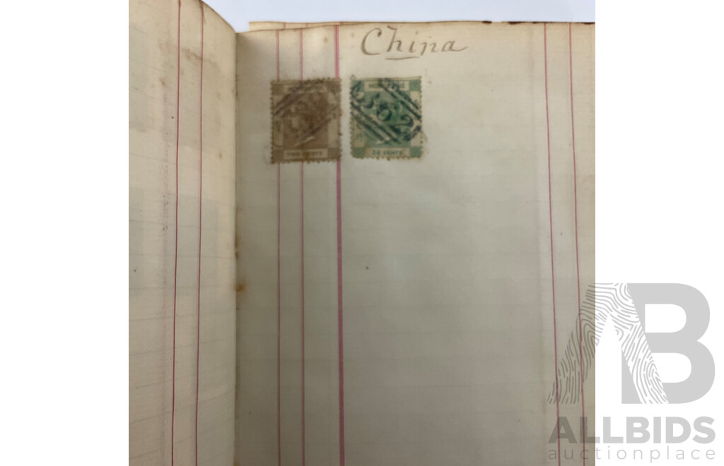 Album of Mostly Antique International Stamps Including Wurttemberg Imperf, New Zealand 1870's, USA Lincoln, Washington, Jackson, Franklin, Switzerland, France, Germany, Italy, Bavaria, Sweden, Norway, Hanover, Fiji, Austria Baden, Prussia and More