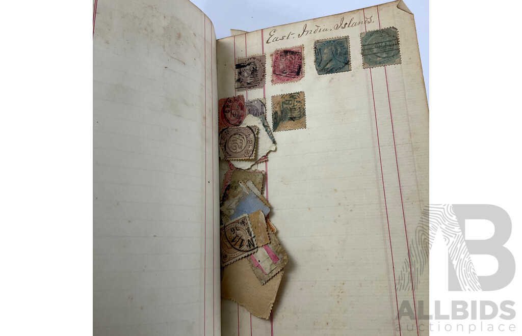 Album of Mostly Antique International Stamps Including Wurttemberg Imperf, New Zealand 1870's, USA Lincoln, Washington, Jackson, Franklin, Switzerland, France, Germany, Italy, Bavaria, Sweden, Norway, Hanover, Fiji, Austria Baden, Prussia and More
