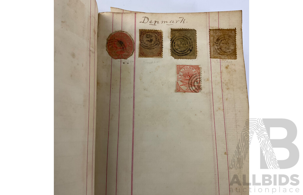 Album of Mostly Antique International Stamps Including Wurttemberg Imperf, New Zealand 1870's, USA Lincoln, Washington, Jackson, Franklin, Switzerland, France, Germany, Italy, Bavaria, Sweden, Norway, Hanover, Fiji, Austria Baden, Prussia and More