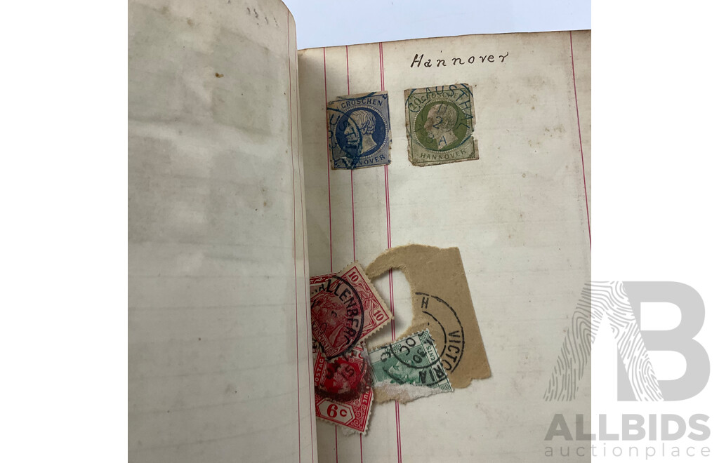Album of Mostly Antique International Stamps Including Wurttemberg Imperf, New Zealand 1870's, USA Lincoln, Washington, Jackson, Franklin, Switzerland, France, Germany, Italy, Bavaria, Sweden, Norway, Hanover, Fiji, Austria Baden, Prussia and More