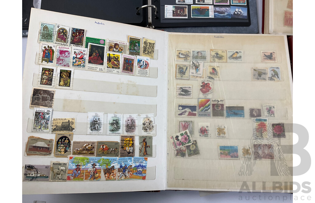 Collection of Vintage Stamps Including Australia and New Zealand Predecimal, St Helena, Mali, Brazil, Fiji, Samoa, Tonga, USA and More