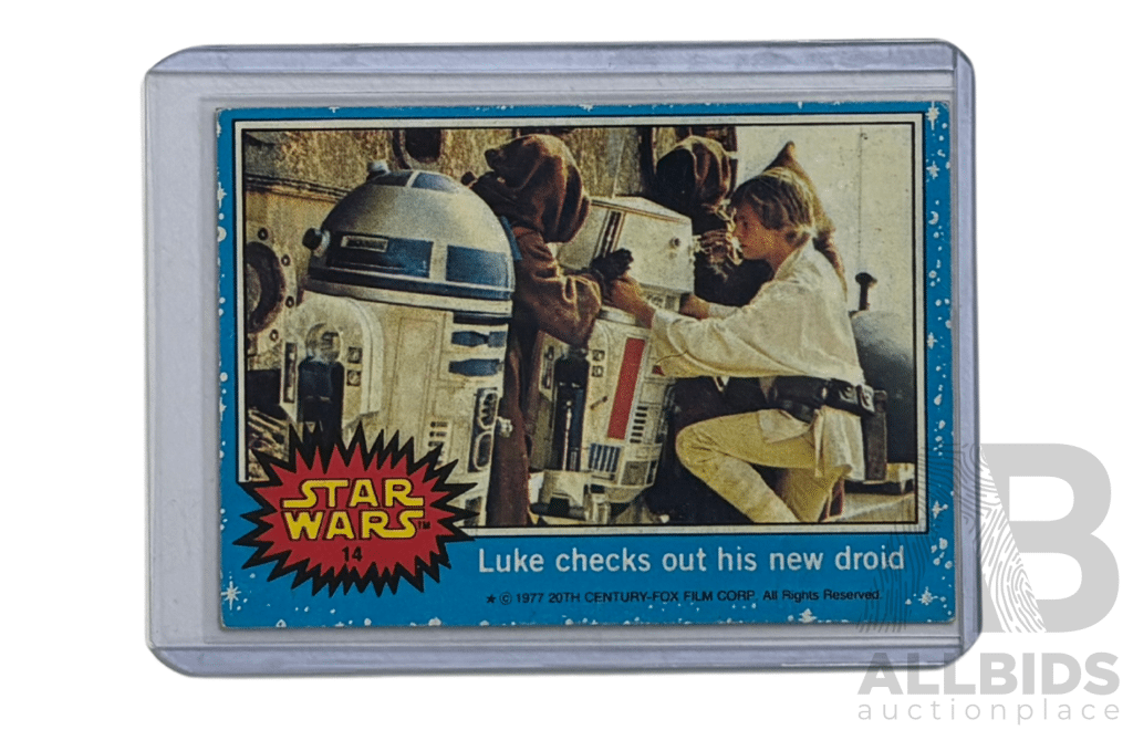 Star Wars 1977 Topps Luke Checks Out His New Droid #14