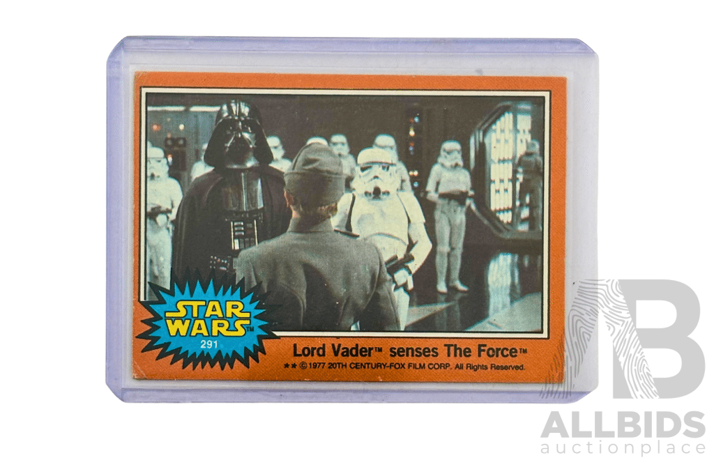 1977 Star Wars Lord Vader Senses The Force Card #291