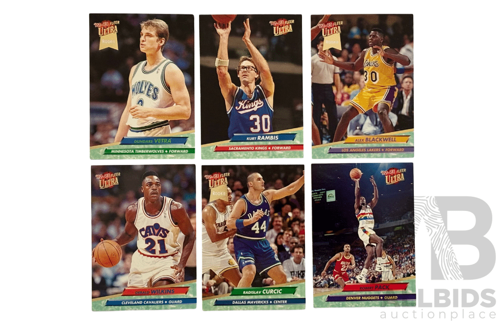 1992–93 Fleer Ultra NBA Basketball Card Lot of Six