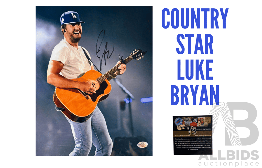 Vibrant Luke Bryan Live-Performance Photo Autographed and Authenticated