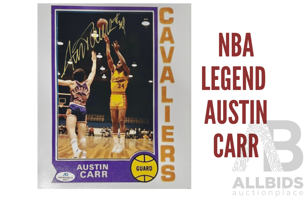 Classic Austin Carr Cavaliers Photo Card Boldly Signed and Authentically Certified.