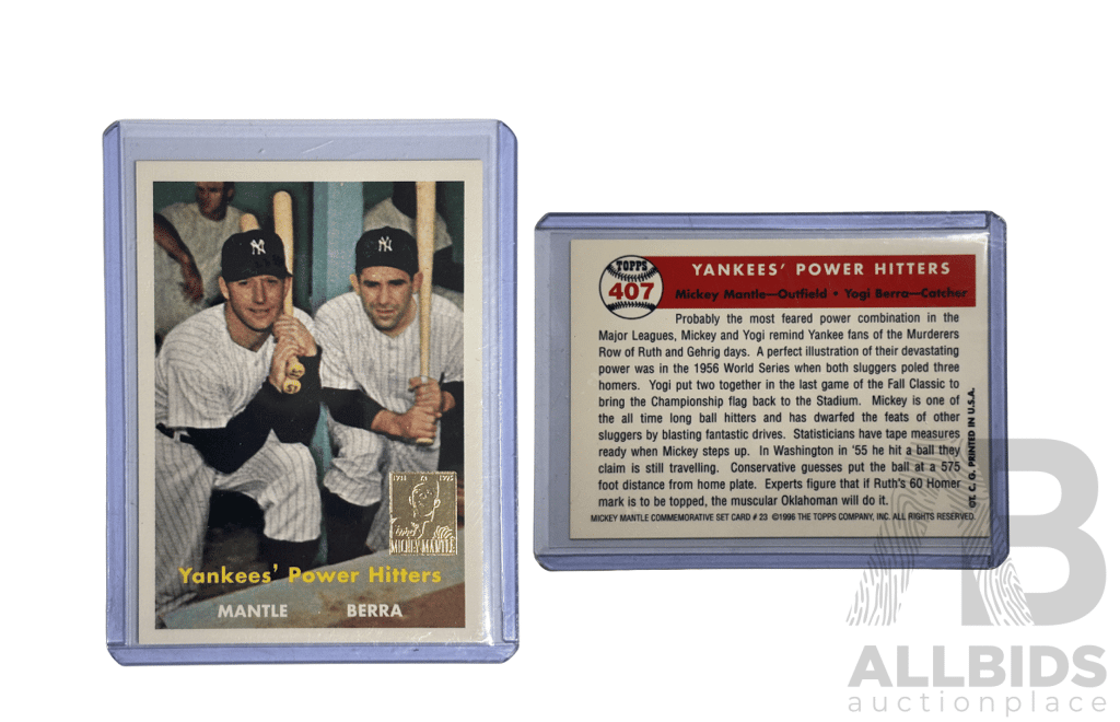 1996 Topps Mickey Mantle & Yogi Berra Yankees Power Hitters Card