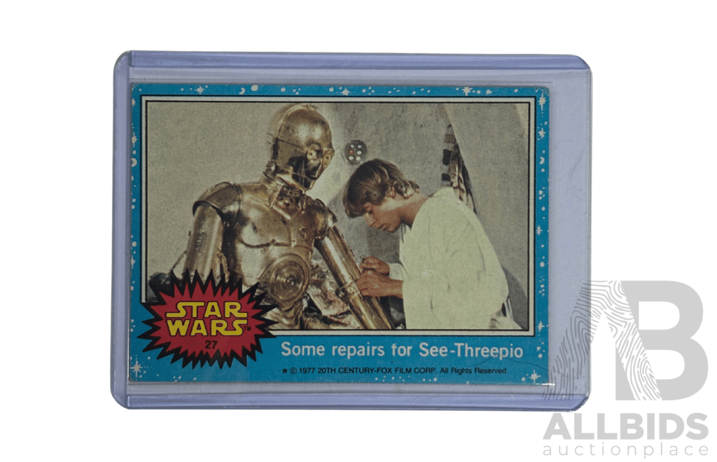 Star Wars 1977 Card 27 Some Repairs for See-Threepio