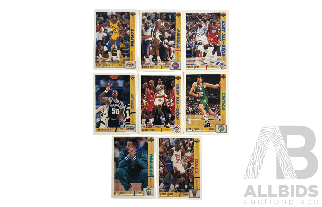 1990 NBA Hoops 9-Card All-Star Team Mixed Lot