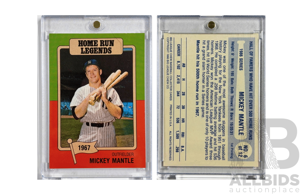 Mickey Mantle Home Run Legends 1967 Card Reprint No 6 of 12