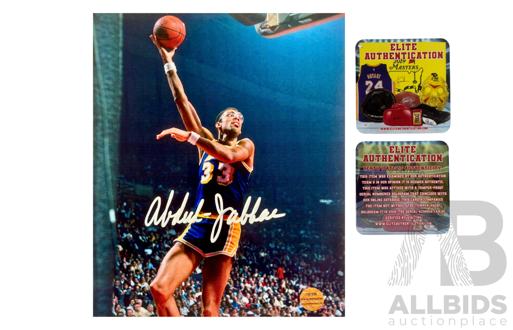 Kareem AbdulJabbar Signed Lakers Photo Elite Authenticated