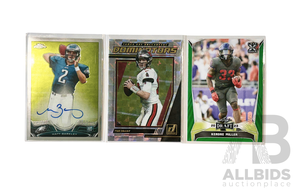 Football Card Trio ft Tom Brady Matt Barkley Auto Kendre Miller Rookie