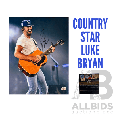 Vibrant Luke Bryan Live-Performance Photo Autographed and Authenticated