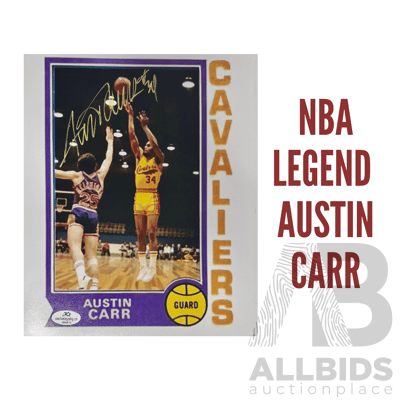Classic Austin Carr Cavaliers Photo Card Boldly Signed and Authentically Certified.