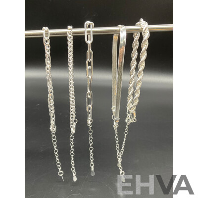 Sterling Silver Bracelets (5x) Various Styles, 25.03 Grams