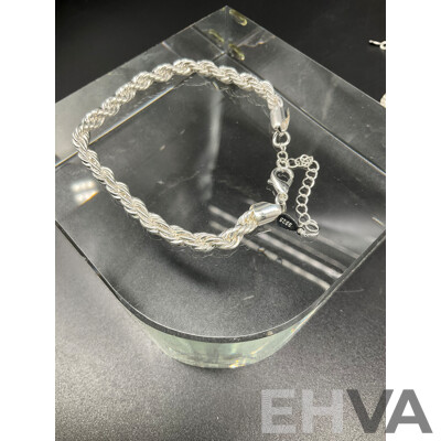 Sterling Silver Bracelets (5x) Various Styles, 25.03 Grams
