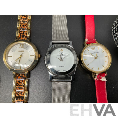 Assorted Watches, Including GUESS, CALVIN KLEIN and EMPORIO ARMANI, Pendant Gemstone Slice Necklece and SWAROVSKI Bracelet - Lot of 5