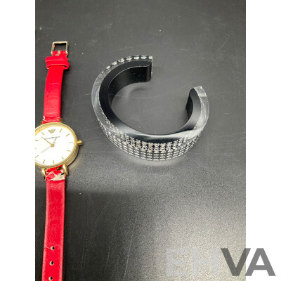 Assorted Watches, Including GUESS, CALVIN KLEIN and EMPORIO ARMANI, Pendant Gemstone Slice Necklece and SWAROVSKI Bracelet - Lot of 5