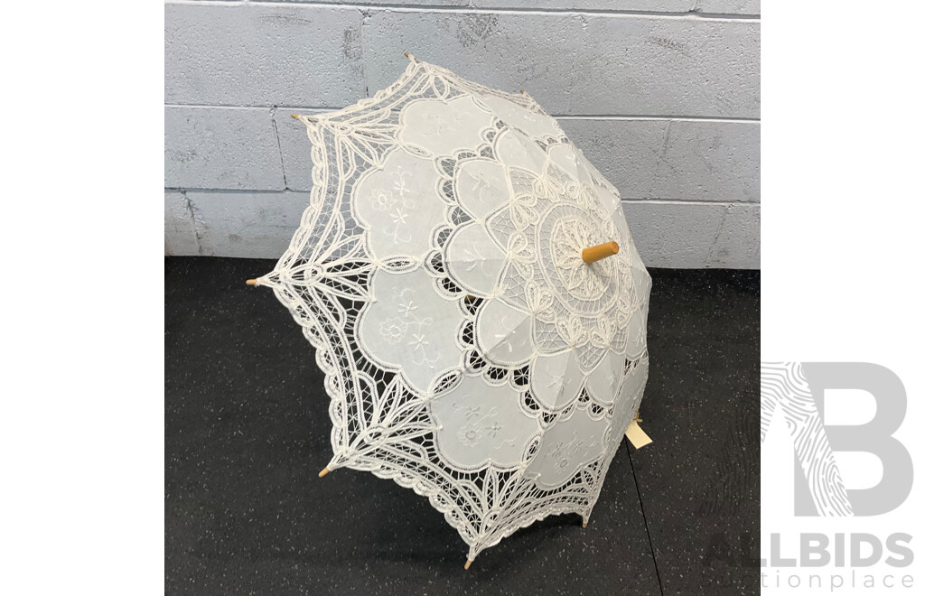 Vintage Mixed Lot - Lace Parasol, Wicker Basket , Cushions and Homewares