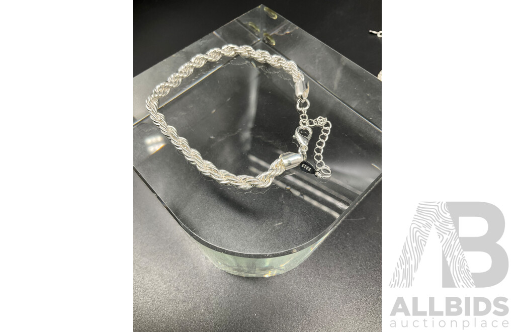 Sterling Silver Bracelets (5x) Various Styles, 25.03 Grams