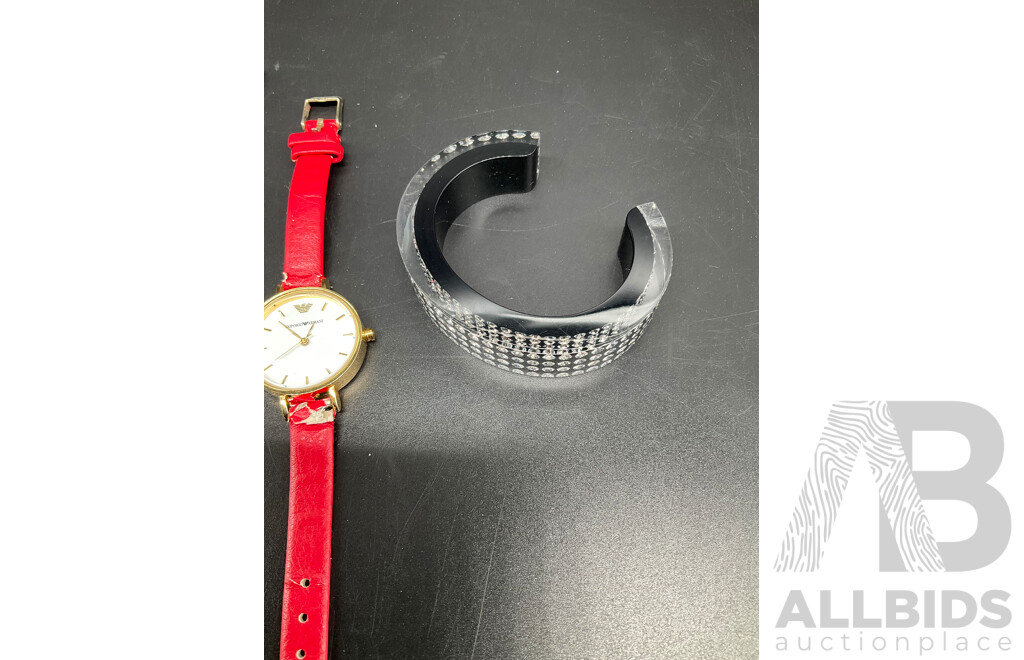 Assorted Watches, Including GUESS, CALVIN KLEIN and EMPORIO ARMANI, Pendant Gemstone Slice Necklece and SWAROVSKI Bracelet - Lot of 5