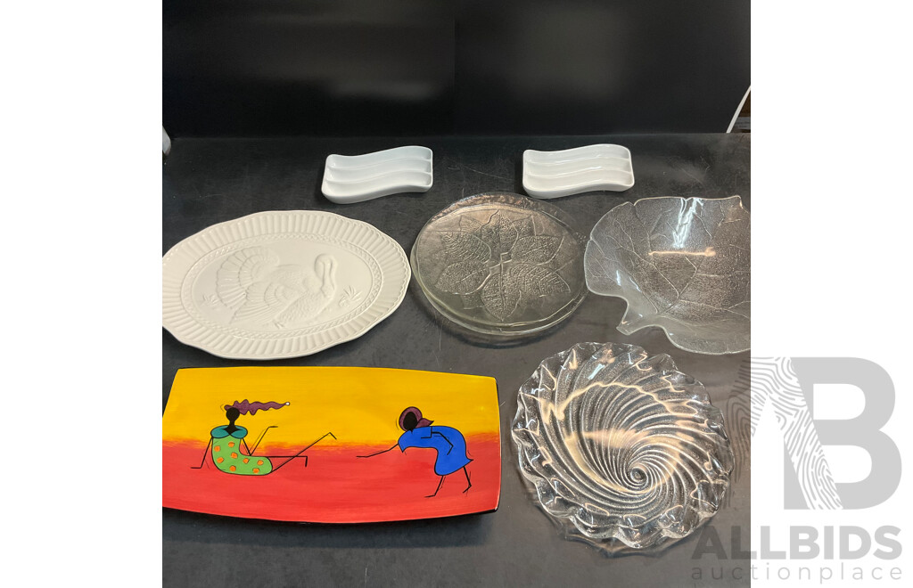 Assorted Decorative Serving Plates and Dishes